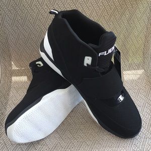 FUBU The Collection Mens Black Mid Top Sneakers With Velcro Strap Size 12 NWT